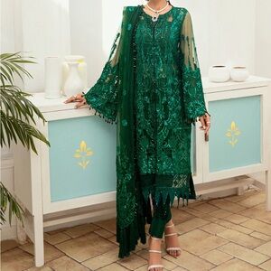 3 Piece Indian Pakistani Formal Suit Mehndi Wedding